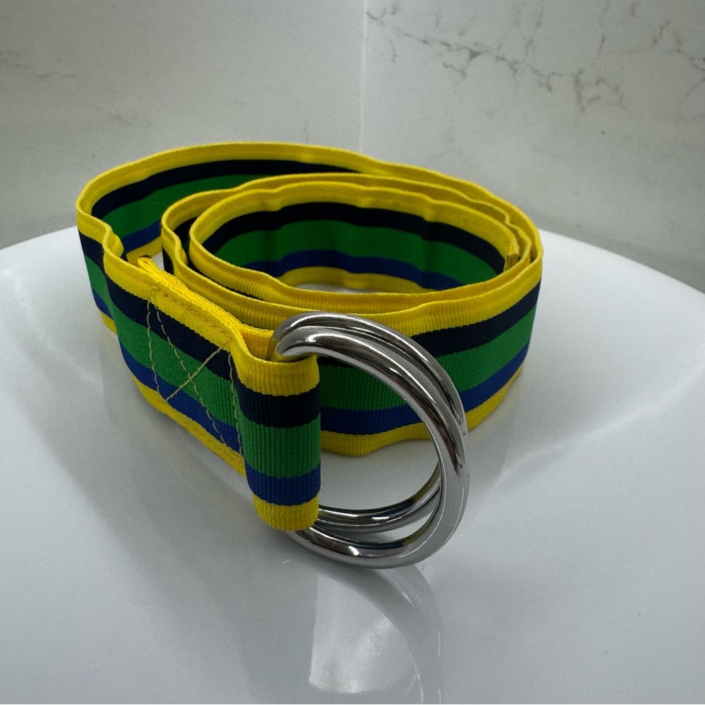 J. Crew D-ring webbed belt in multistripe Size S/M
